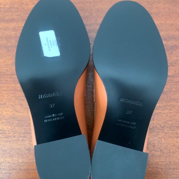 Hermes NWT Elysee 70 Leather Pumps Heeled Loafers Brown Size US 6.5 / EU 37 - Picture 9 of 13